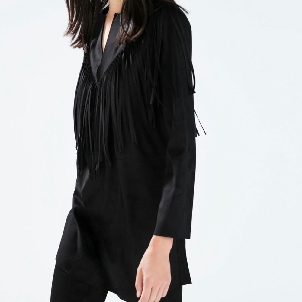 Zara • Faux suede fringe tunic